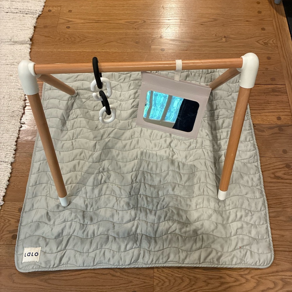 ALO Yoga Wooden Baby Play Gym with Gray Mat